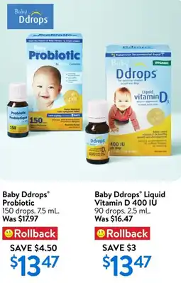 Walmart Baby Ddrops probiotic offer