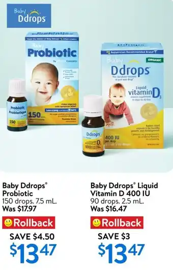 Walmart Baby Ddrops probiotic offer