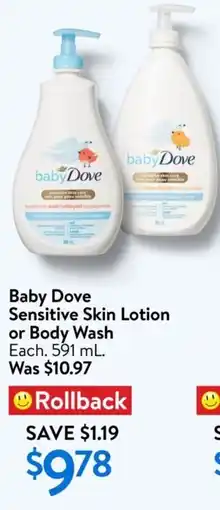 Walmart Baby dove sensitive skin lotion or body wash offer