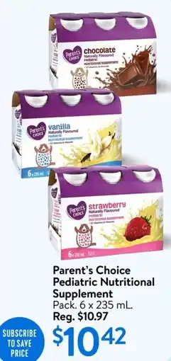 Walmart Parent's choice pediatric nutritional supplement offer