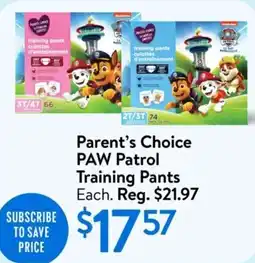 Walmart Parent's choice PAW patrol training pants offer
