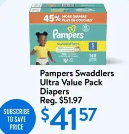 Walmart Pampers swaddlers ultra value pack diapers offer