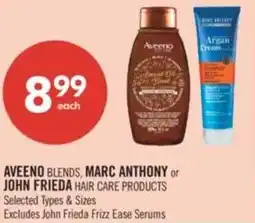 Shoppers Drug Mart Aveeno blends, marc anthony or john frieda hair care products offer