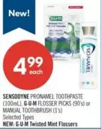 Shoppers Drug Mart Sensodyne pronamel toothpaste g-u-m twisted mint flossers manual toothbrush offer