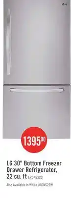 The Brick LG 30 22 Cu. Ft. Bottom-Mount Refrigerator - Smudge Proof Stainless Steel - LRDNS2200S offer