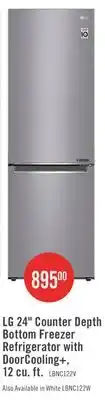 The Brick LG 23 12 Cu. Ft. Bottom-Mount Counter-Depth Refrigerator - Platinum Silver - LBNC12231V offer