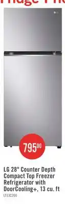 The Brick LG 28 13 Cu. Ft. Top-Mount Refrigerator - Platinum Silver offer