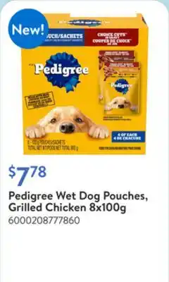 Walmart Pedigree Wet Dog Pouches, Grilled Chicken 8x100g offer