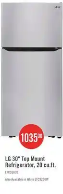The Brick LG 30 Top Mount Refrigerator, 20 cu.ft offer