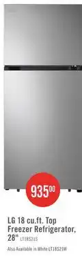 The Brick LG 28 18 Cu. Ft. Garage-Ready Top-Freezer Refrigerator - Stainless Steel offer