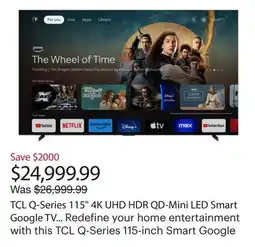Best Buy TCL Q-Series 115 4K UHD HDR QD-Mini LED Smart Google TV (115QM891G) - 2024 offer