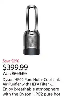 Best Buy Dyson HP02 Pure Hot + Cool Link Air Purifier with HEPA Filter - Steel Black/Nickel offer