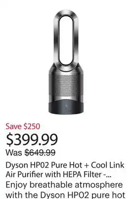 Best Buy Dyson HP02 Pure Hot + Cool Link Air Purifier with HEPA Filter - Steel Black/Nickel offer