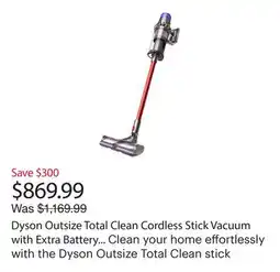 Best Buy Dyson Outsize Total Clean Cordless Stick Vacuum with Extra Battery - Nickel/Red offer