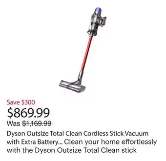 Best Buy Dyson Outsize Total Clean Cordless Stick Vacuum with Extra Battery - Nickel/Red offer