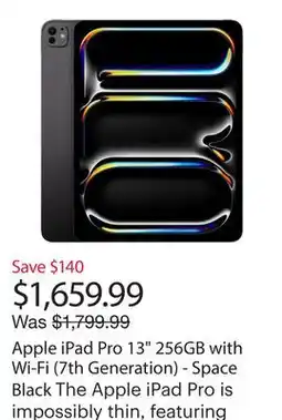 Best Buy Apple iPad Pro 13 256GB with Wi-Fi (7th Generation) - Space Black offer