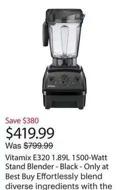 Best Buy Vitamix E320 1.89L 1500-Watt Stand Blender - Black - Only at Best Buy offer