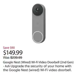 Best Buy Google Nest (Wired) Wi-Fi Video Doorbell (2nd Gen) - Ash offer