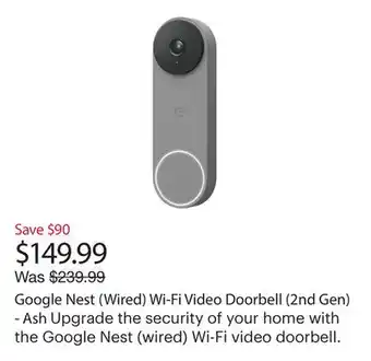 Best Buy Google Nest (Wired) Wi-Fi Video Doorbell (2nd Gen) - Ash offer