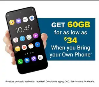 Visions Electronics get 60GB for as low as $34 When you Bring your Own Phone offer