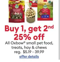 Petsmart All Oxbow small pet food, treats, hay & chews offer