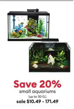 Petsmart Save 20% small aquariums (up to 30 G.) offer