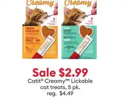 Petsmart TREAT OF THE MONTH: Sale $2.99 Catit Creamy Lickable cat treats, 5 pk offer