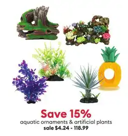 Petsmart Save 15% aquatic ornaments & artificial plants offer