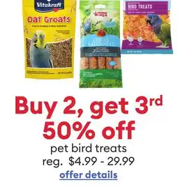 Petsmart Earn 3X points on pet bird treats offer
