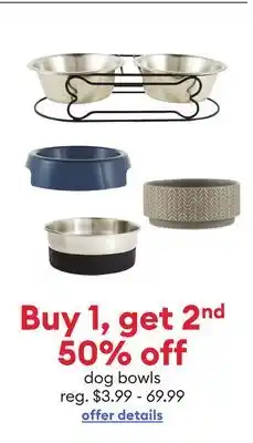 Petsmart Buy 1, get 2nd 50% off dog bowls offer