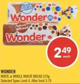 Shoppers Drug Mart Wonder white or whole wheat bread offer