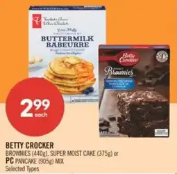 Shoppers Drug Mart Betty crocker brownies, super moist cake or PC pancake offer