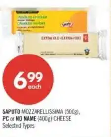 Shoppers Drug Mart Saputo mozzarellissima PC or no name cheese offer