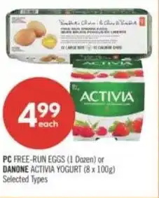 Shoppers Drug Mart PC free-run eggs or danone activia yogurt offer