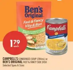 Shoppers Drug Mart Campbell's condensed soup or ben's original fast & fancy side dish offer