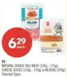 Shoppers Drug Mart PC natural choice deli meat cheese slices or blocks offer