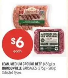 Shoppers Drug Mart Lean, medium ground beef or johnsonville sausages offer
