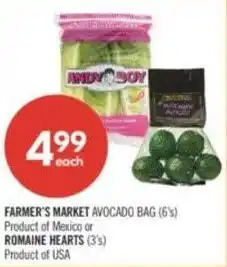 Shoppers Drug Mart Farmer's market avocado bag, romaine hearts offer