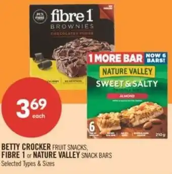 Shoppers Drug Mart Betty crocker fruit snacks, fibre 1 or nature valley snack bars offer