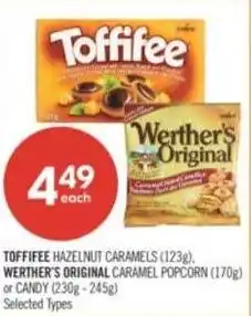 Shoppers Drug Mart Toffifee hazelnut caramels, werther's original caramel popcorn or candy offer