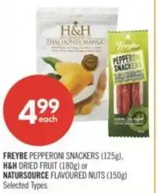 Shoppers Drug Mart Freybe pepperoni snackers h&h dried fruit or natursource offer