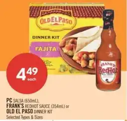 Shoppers Drug Mart PC salsa, frank's redhot sauce or old el paso offer
