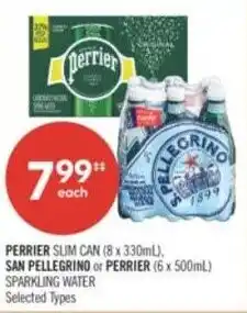 Shoppers Drug Mart Perrier slim can, san pellegrino or perrier sparkling water offer