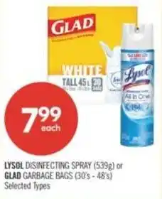 Shoppers Drug Mart Lysol disinfecting spray or glad garbage bags offer