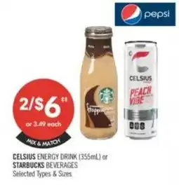 Shoppers Drug Mart Celsius energy drink or starbucks beverages offer