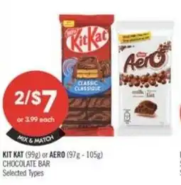 Shoppers Drug Mart Kit kat or aero chocolate bar offer