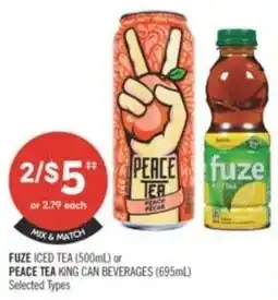 Shoppers Drug Mart Fuze iced tea or peace tea offer