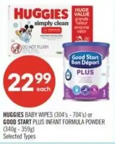 Shoppers Drug Mart Huggies baby wipes or good start plus infant formula powder offer
