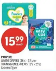 Shoppers Drug Mart Pampers jumbo diapers or training underwear offer