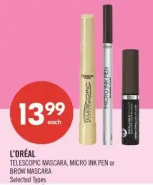 Shoppers Drug Mart L'oréal telescopic mascara, micro ink pen or brow mascara offer